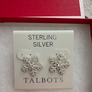 Talbots Sterling Silver Snowflake Earrings NWT